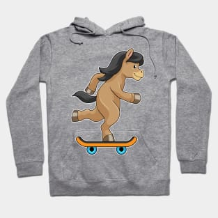 Horse as Skater with Skateboard Hoodie